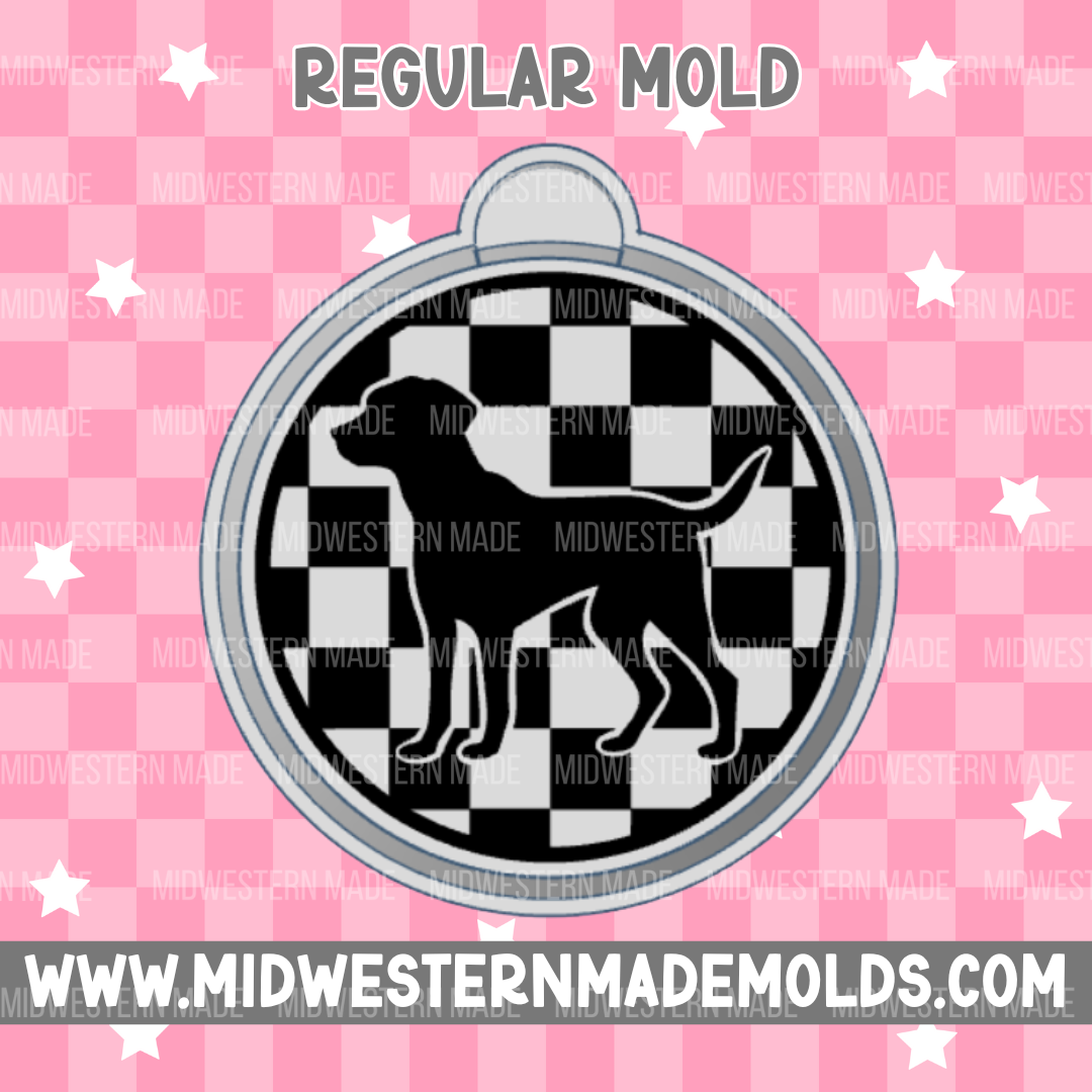 Checkered Dog Circle Freshie Mold