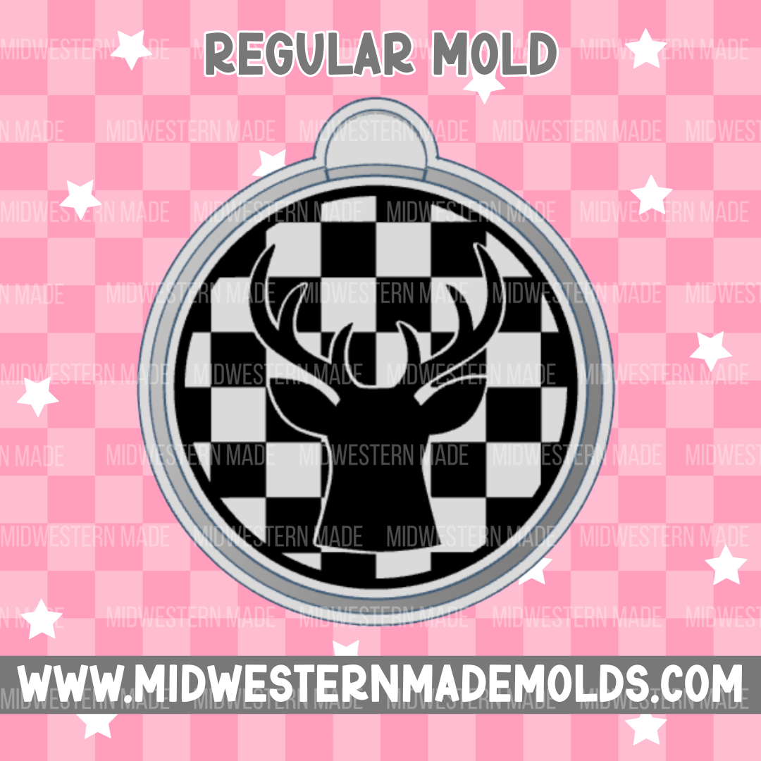 Checkered Deer Circle Freshie Mold