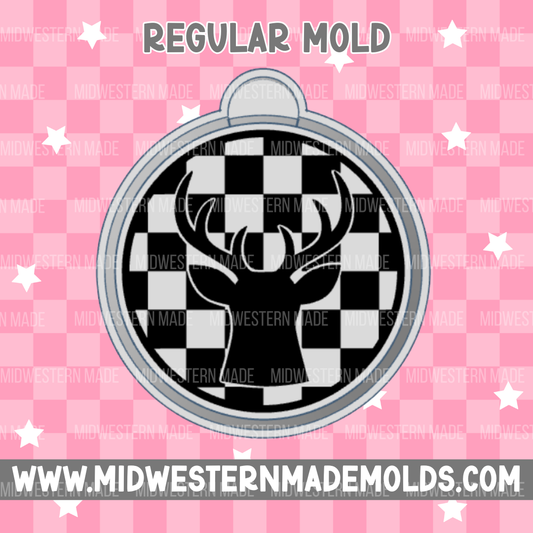 Checkered Deer Circle Freshie Mold