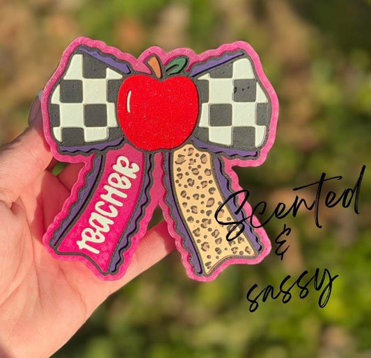 Teacher Checkered Bow Freshie Mold