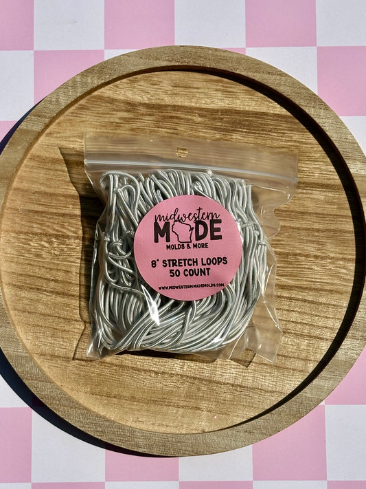8" Stretch Loops - Silver Matte - 50 Count