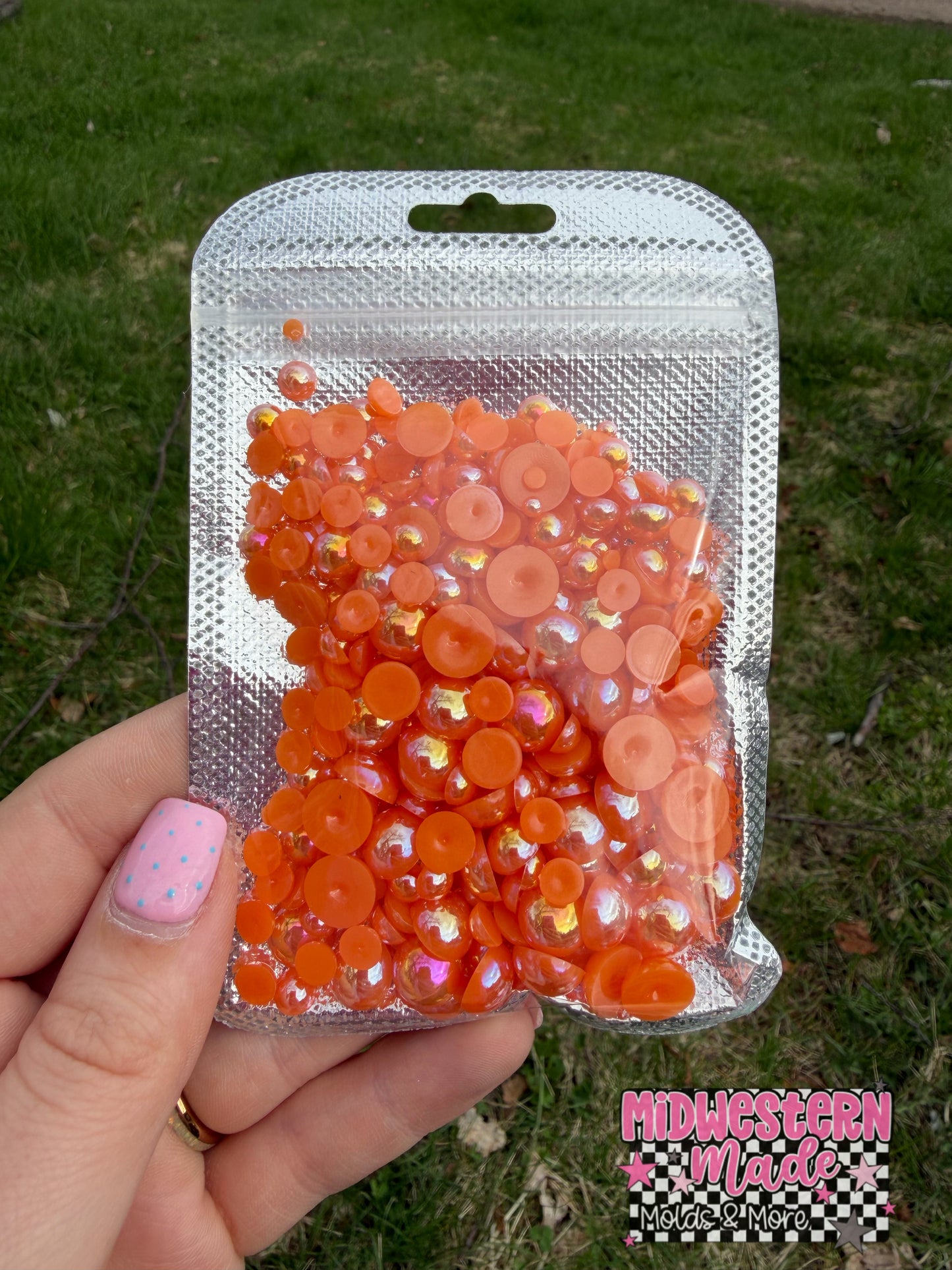 Icy Orange Iridescent Pearl Mix