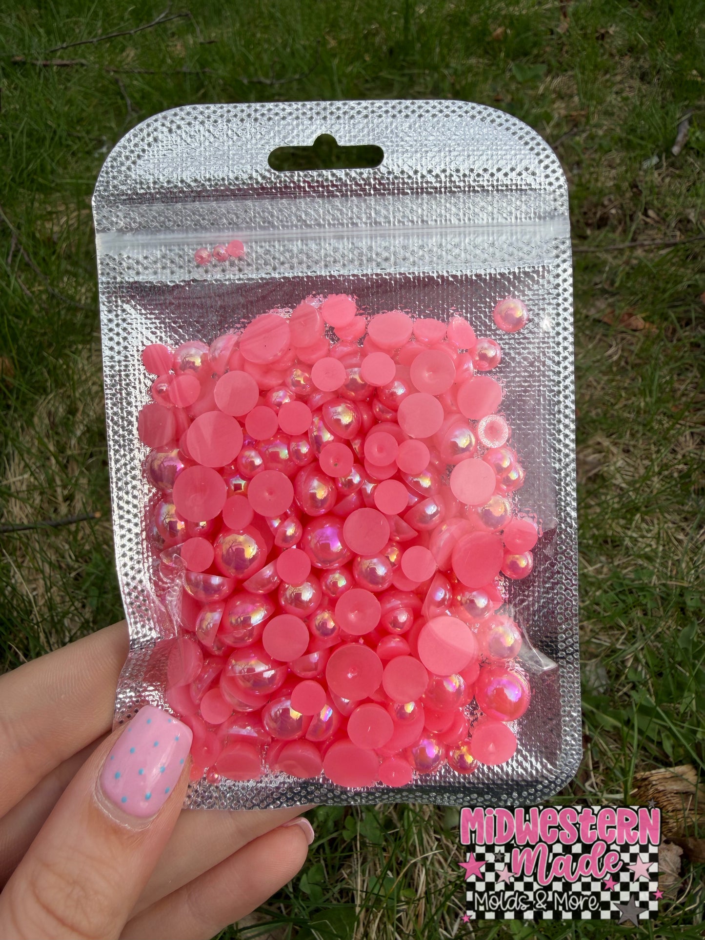 Coral Glow Iridescent Pearl Mix
