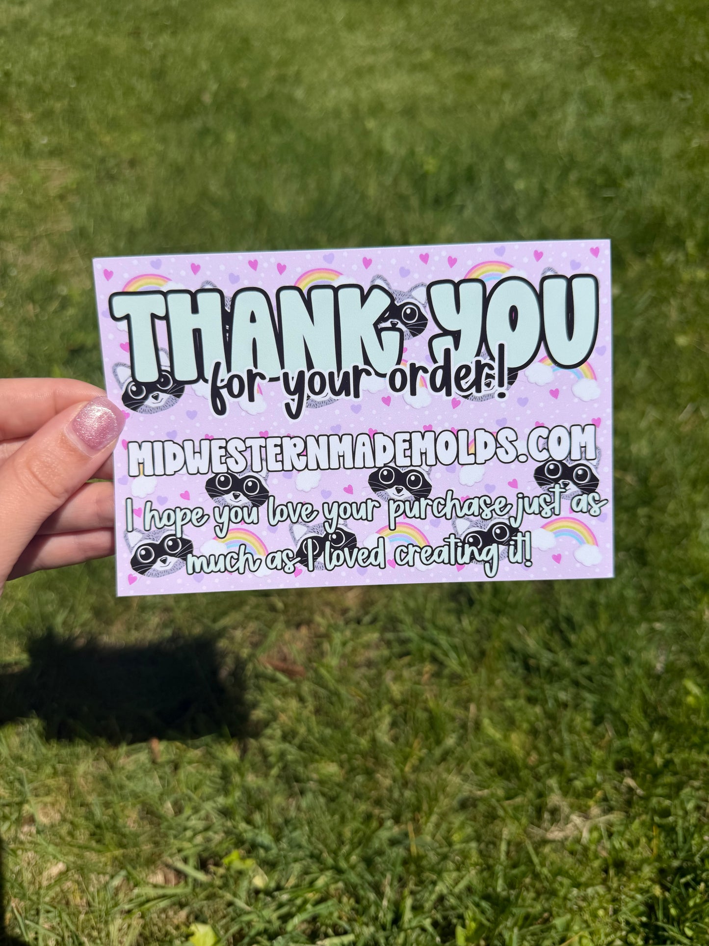 Rainbow Raccoons Custom Thank You Cards