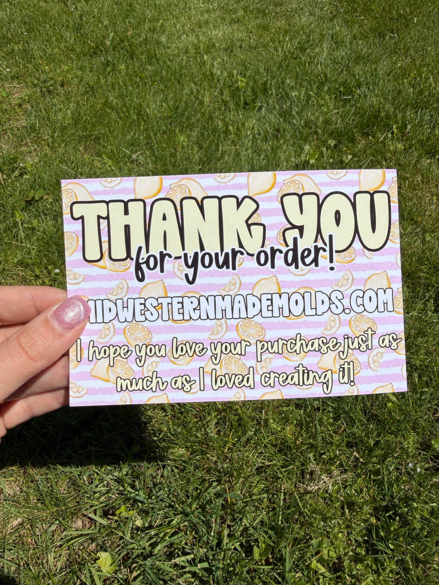 Lemons & Pink Stripes Custom Thank You Cards