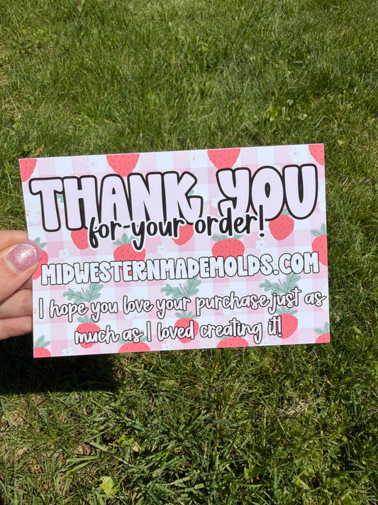 Plaid Strawberries Custom Thank You Cards