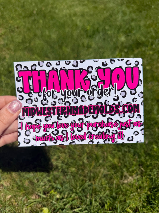 Pink/Gray Leopard Custom Thank You Cards