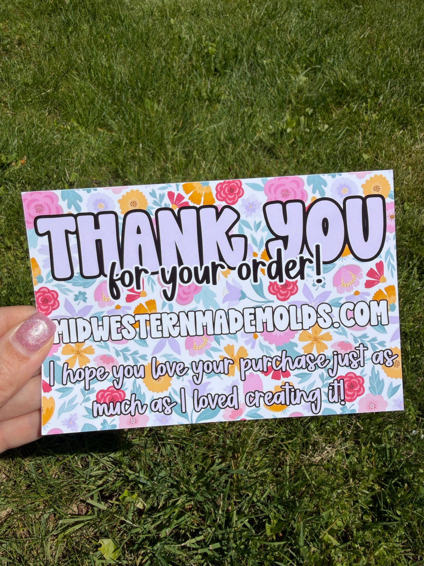 Purple Florals Custom Thank You Cards