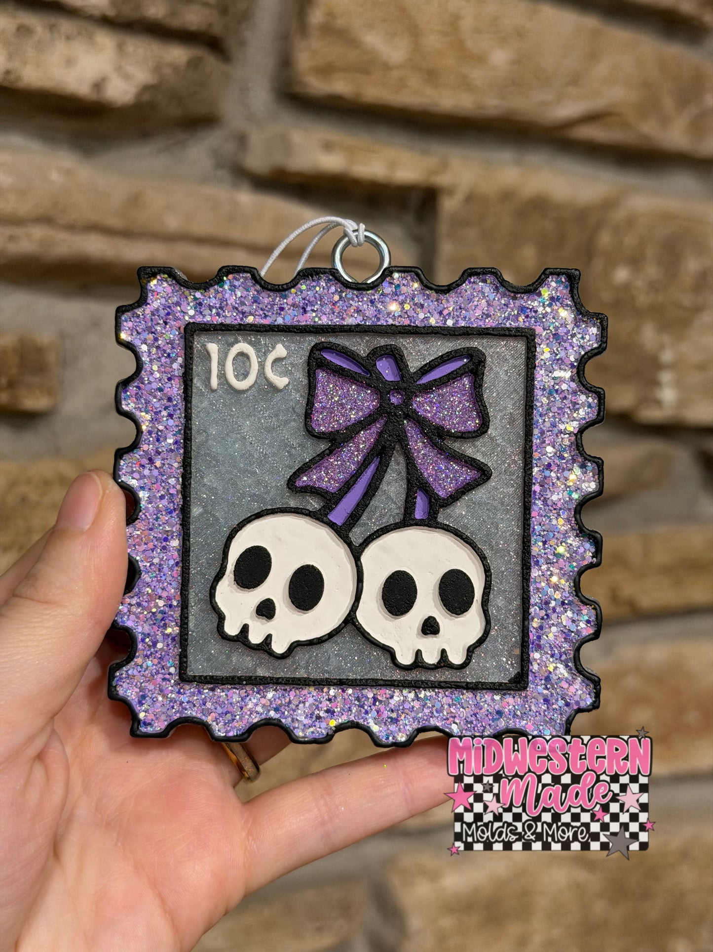 Skull Stamp Car Freshie - Winter Candy Apple - RTS