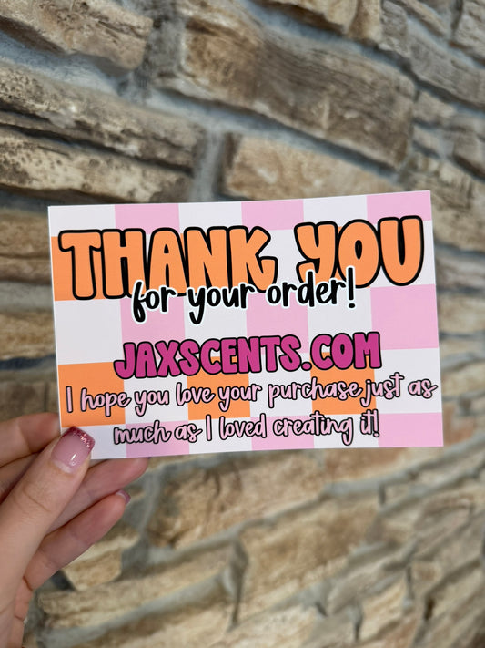 Pink/Orange Checkered (Orange Text) Custom Thank You Cards
