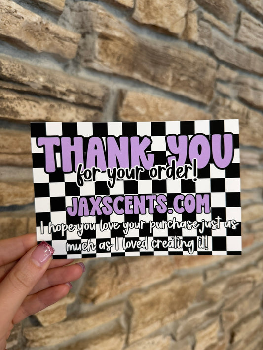 Purple Checkered Custom Thank You Cards