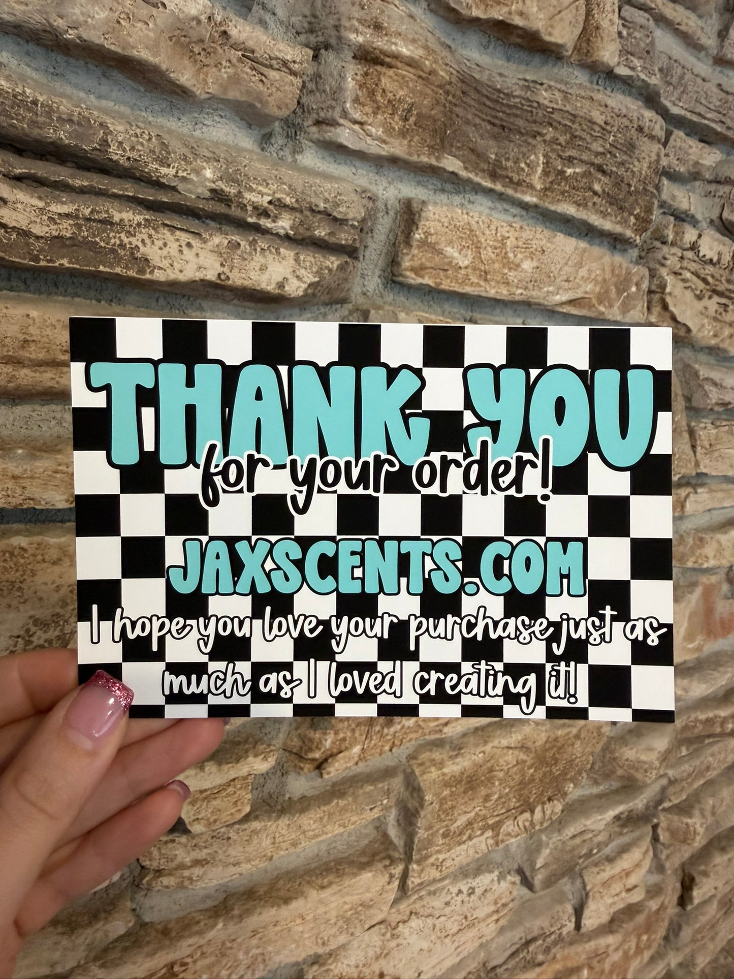 Teal Checkered Custom Thank You Cards