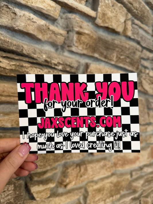 Pink Checkered Custom Thank You Cards