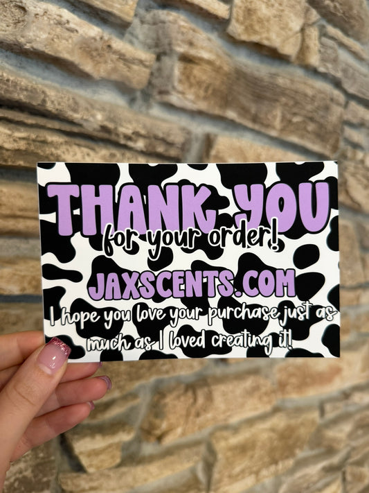 Purple Cow Print Custom Thank You Cards
