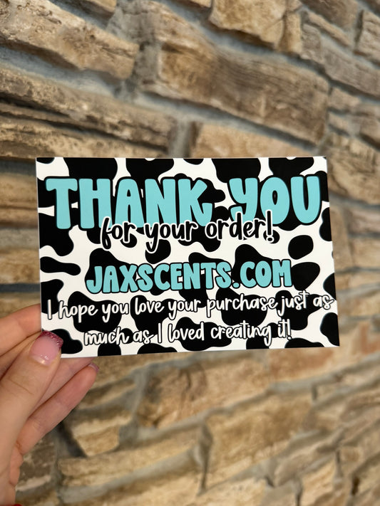 Teal Cow Print Custom Thank You Cards