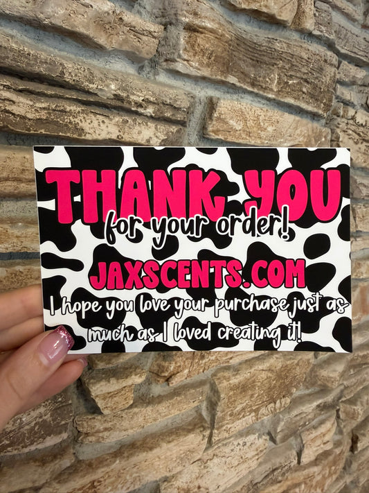 Pink Cow Print Custom Thank You Cards