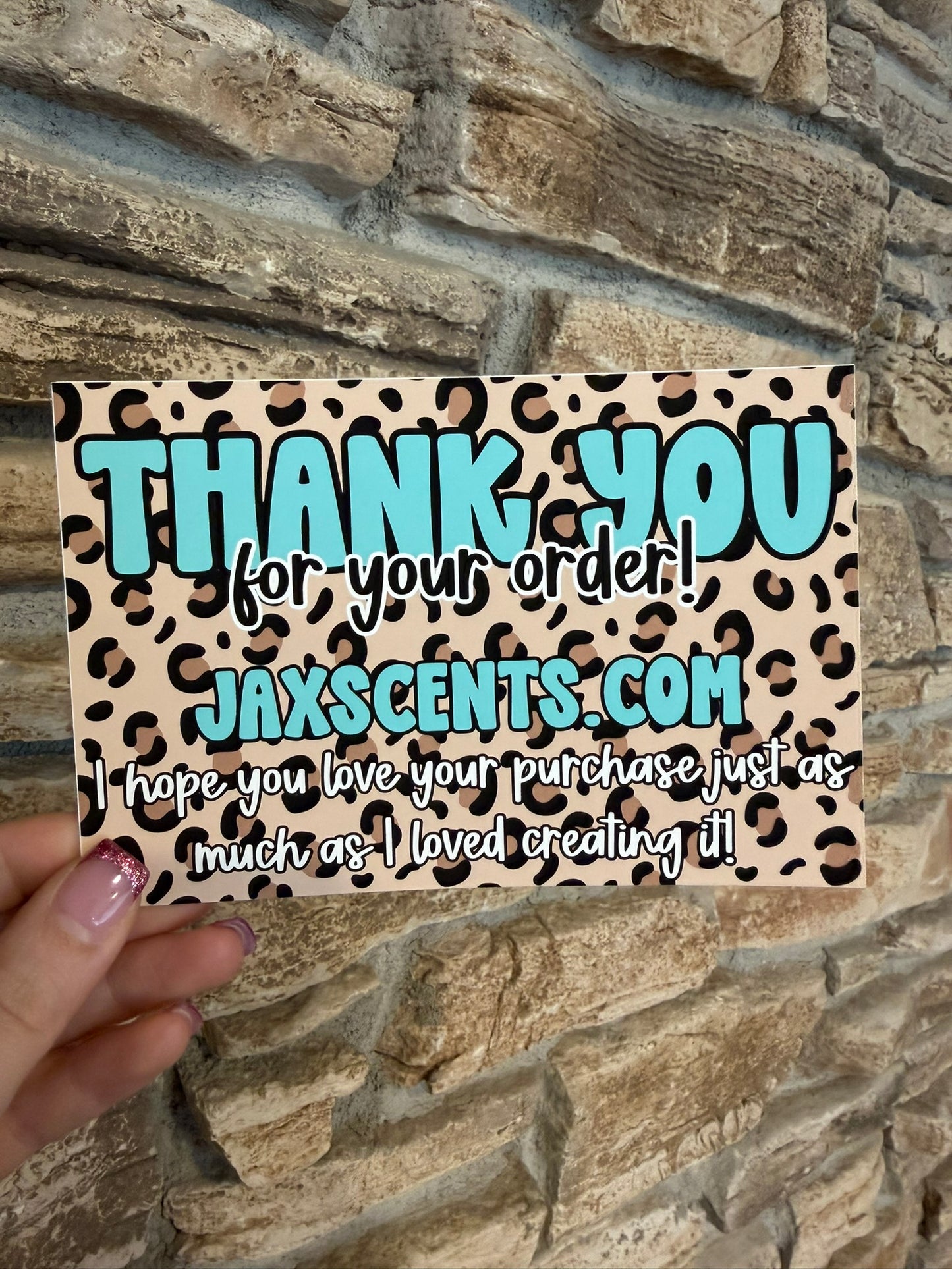 Teal Leopard Print Print Custom Thank You Cards