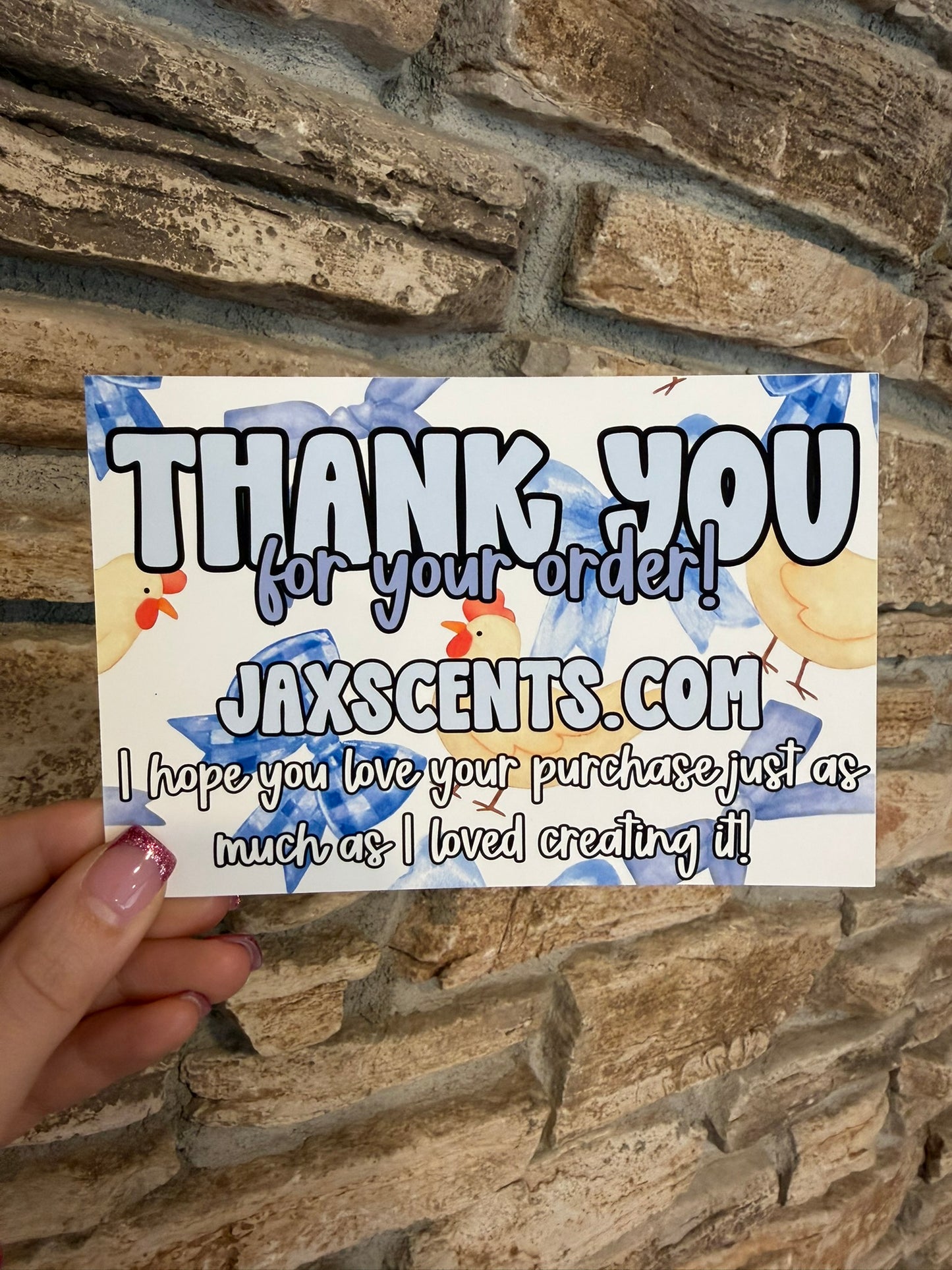 Chickens & Blue Bows Custom Thank You Cards