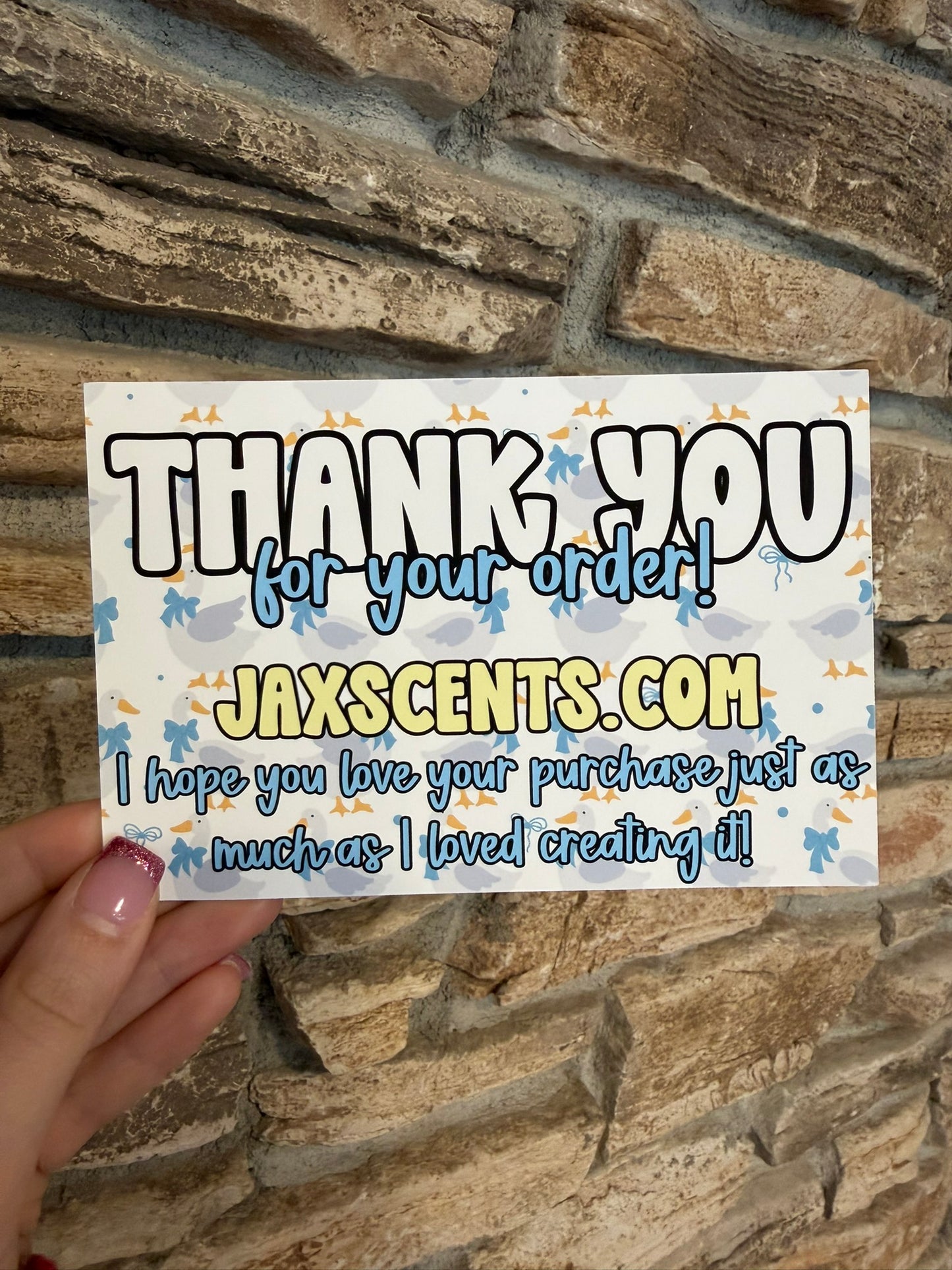 Goose Blue Bow Custom Thank You Cards