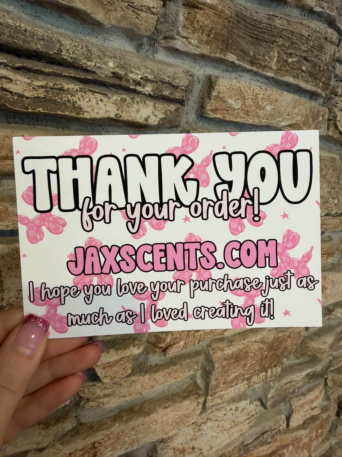 Pink Balloon Dog Custom Thank You Cards