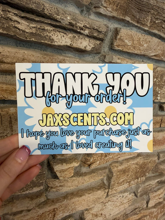 Blue Checkered Daisies Custom Thank You Cards